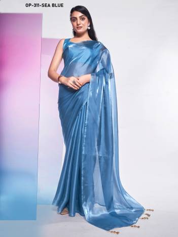 D.NO. OP 311 SEA BLUE BY LAXMINAM JIMMY SAREE MANUFACTURER IN INDIA